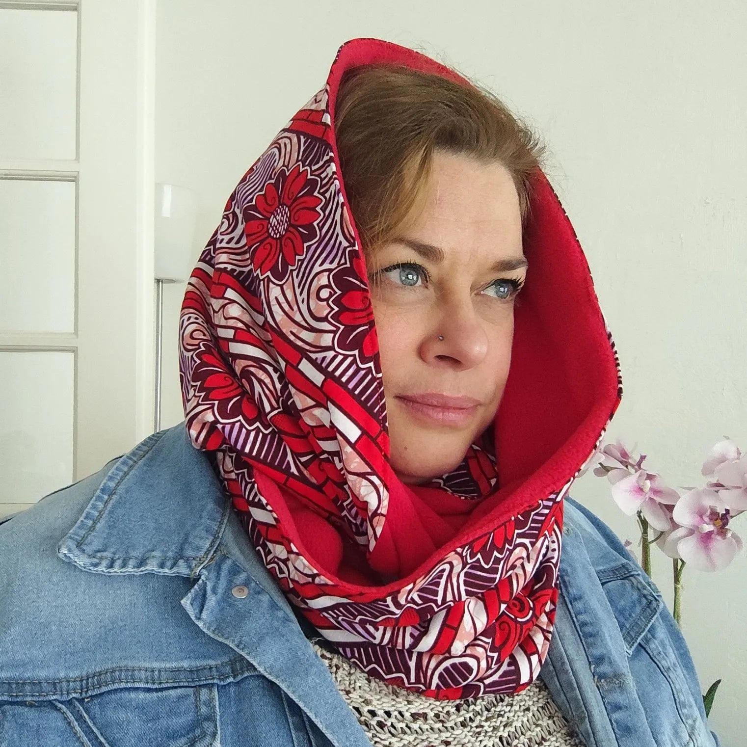 Cache-cou / Tour de cou / Snood DOUBLE (2 tours) - 1 côté tissu Wax / 1 côté tissu polaire