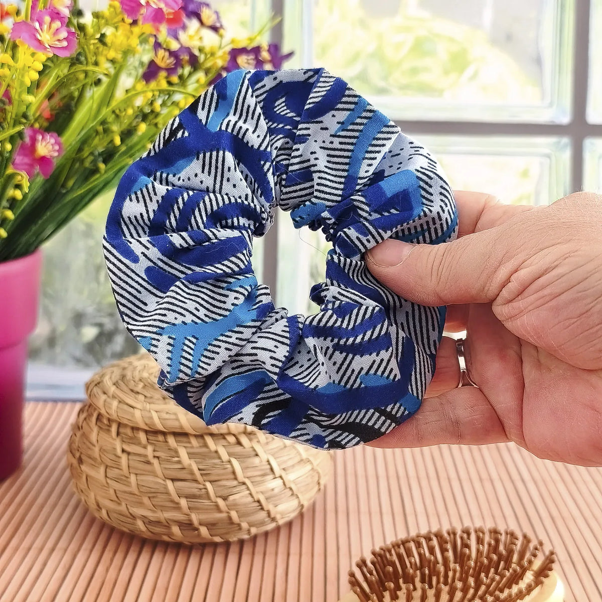 Chouchou cheveux en tissu Wax fait main