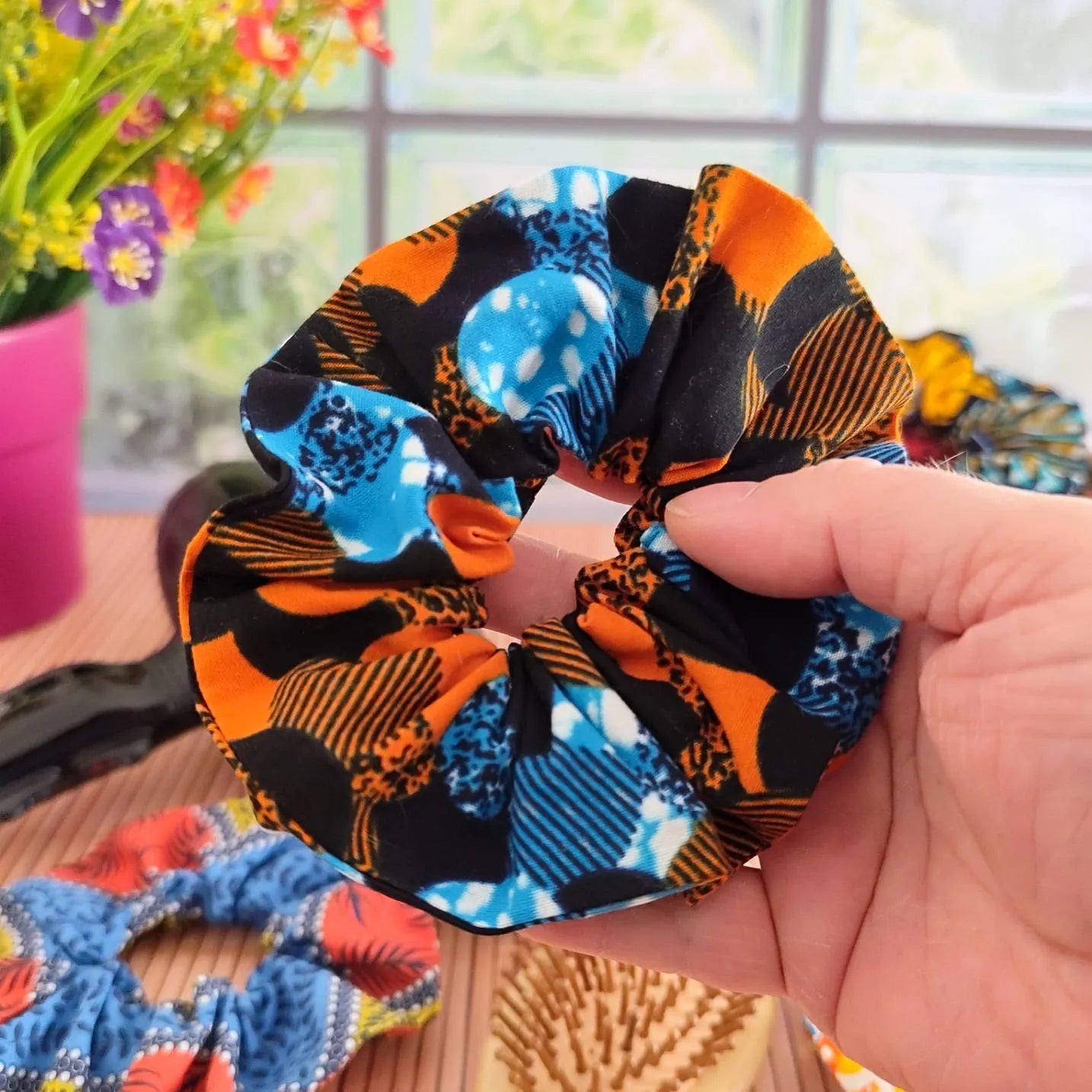 Chouchou cheveux en tissu Wax fait main