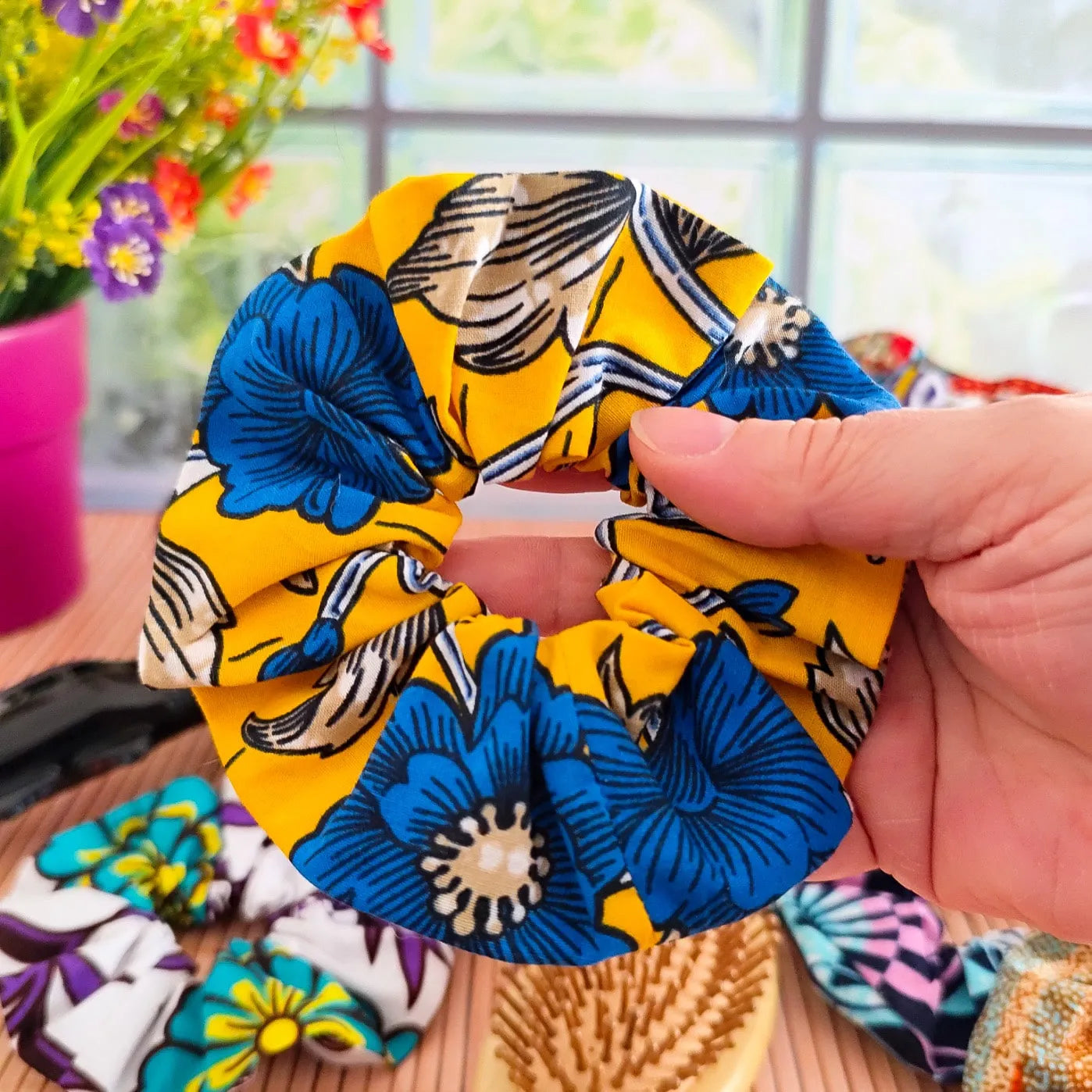 Chouchou cheveux en tissu Wax fait main