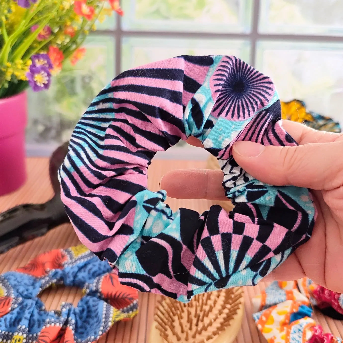 Chouchou cheveux en tissu Wax fait main