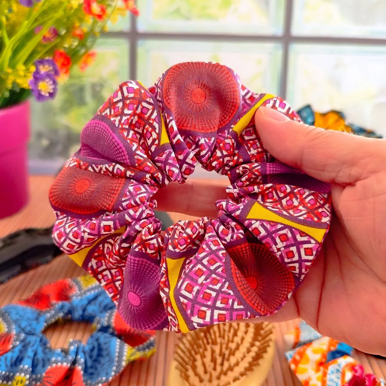 Chouchou cheveux en tissu Wax fait main