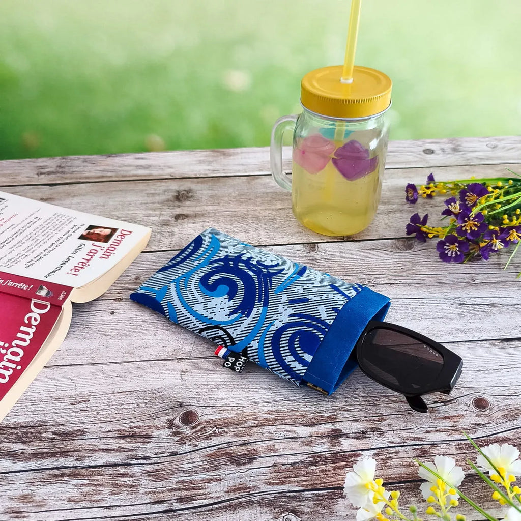Etui à lunettes en tissu Wax avec fermeture à clapet - Fait main