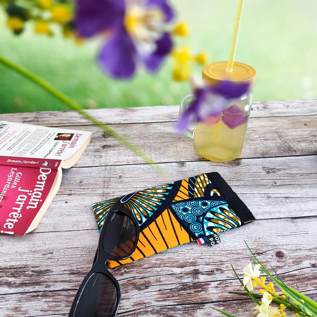 Etui à lunettes en tissu Wax avec fermeture à clapet - Fait main