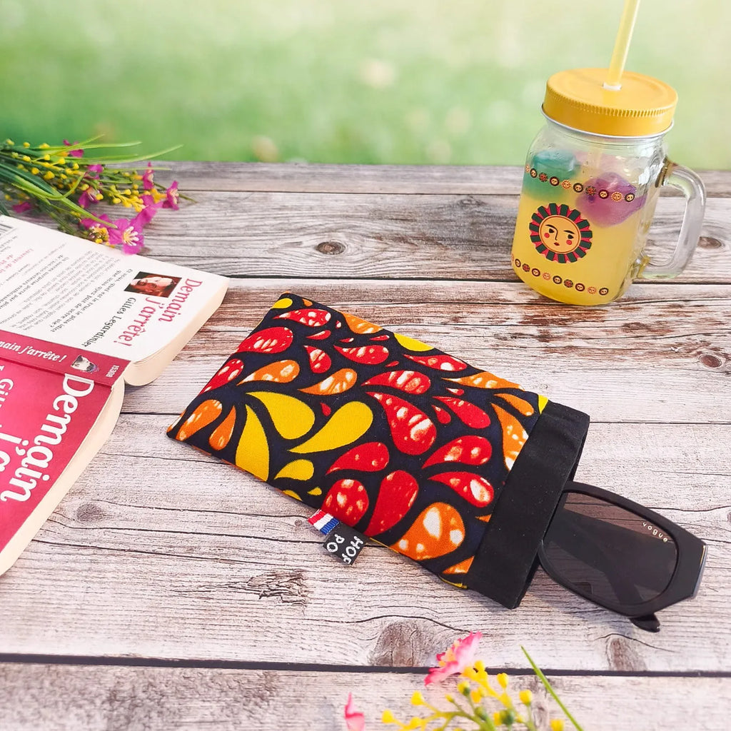 Etui à lunettes en tissu Wax avec fermeture à clapet - Fait main
