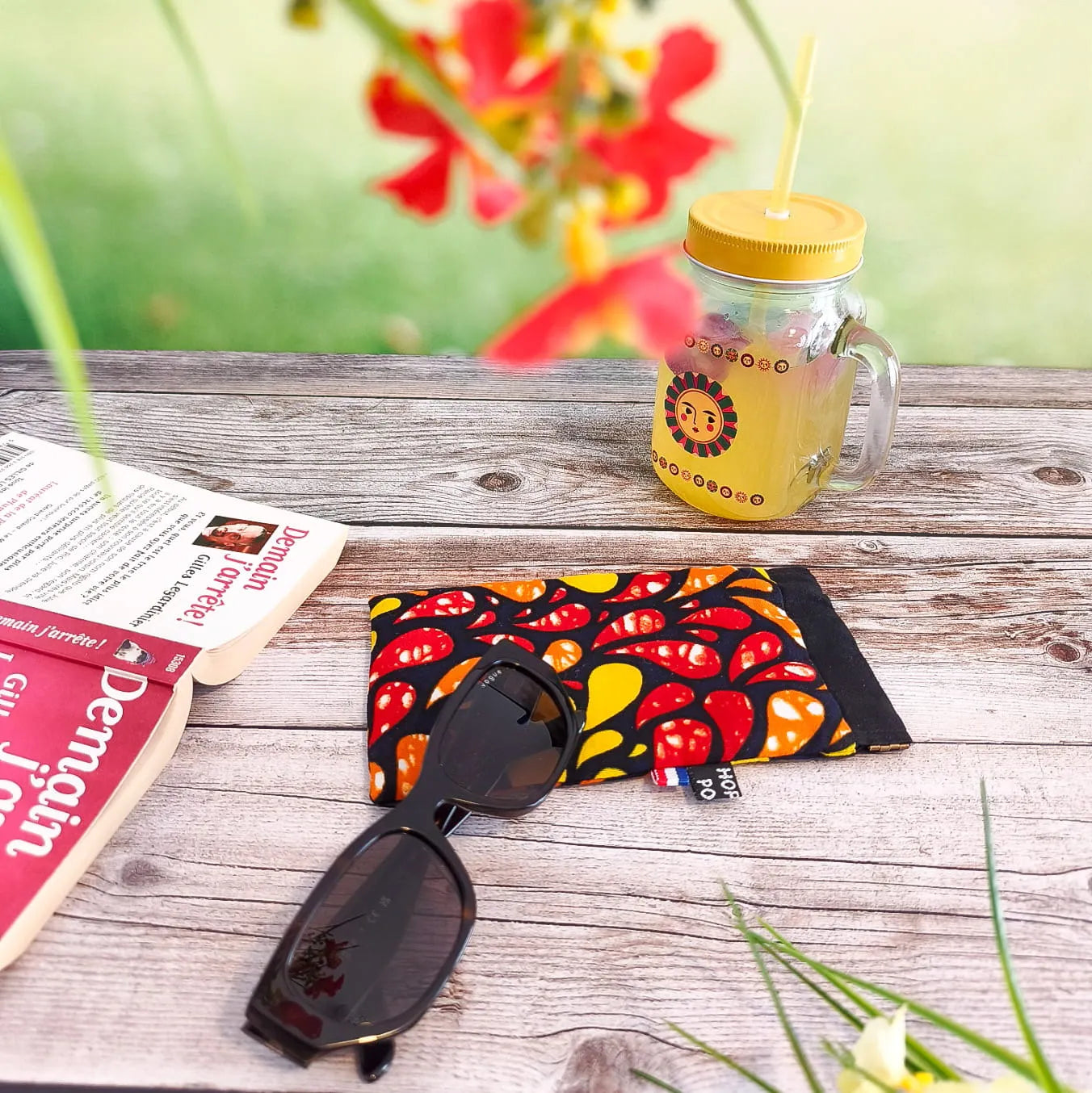 Etui à lunettes en tissu Wax avec fermeture à clapet - Fait main