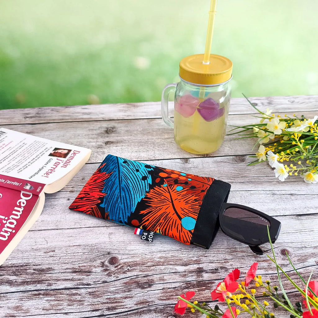Etui à lunettes en tissu Wax avec fermeture à clapet - Fait main