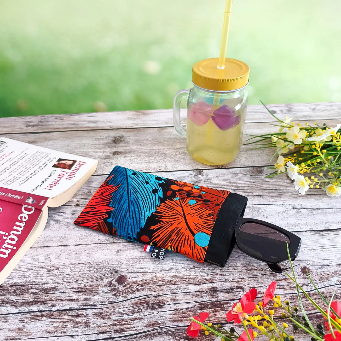 Etui à lunettes en tissu Wax avec fermeture à clapet - Fait main