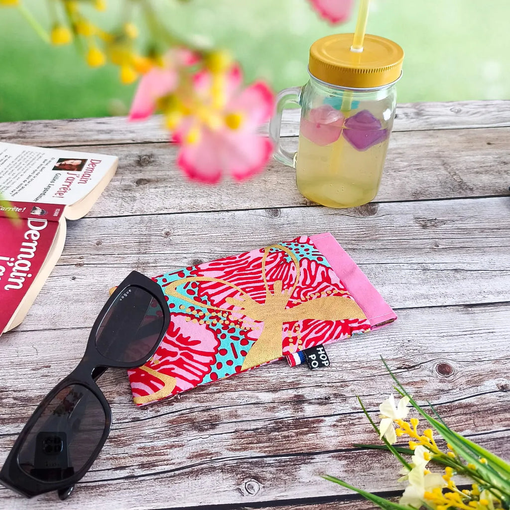 Etui à lunettes en tissu Wax avec fermeture à clapet - Fait main