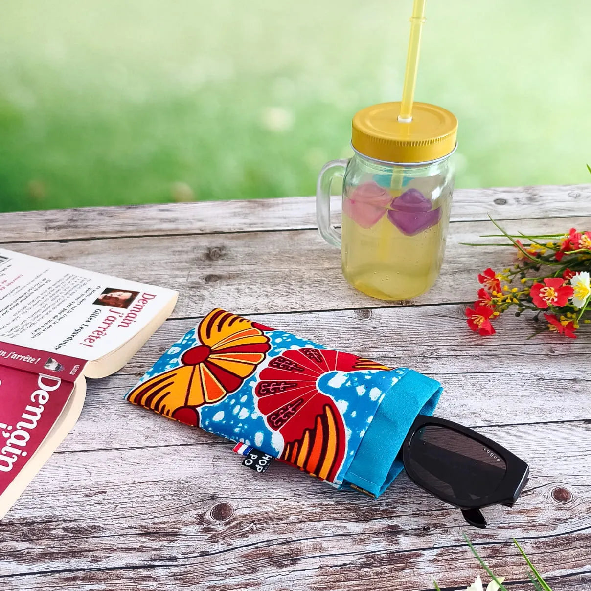 Etui à lunettes en tissu Wax avec fermeture à clapet - Fait main