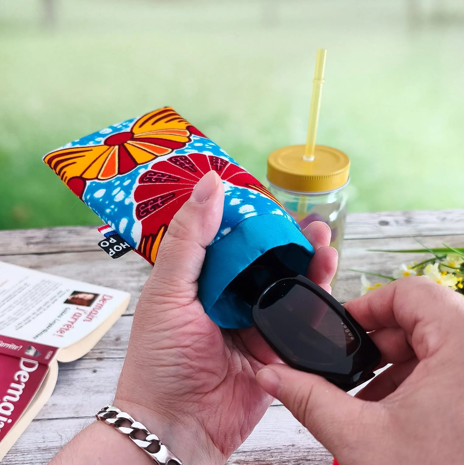Etui à lunettes en tissu Wax avec fermeture à clapet - Fait main