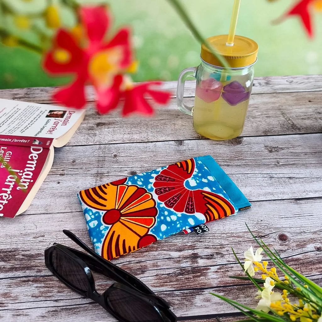 Etui à lunettes en tissu Wax avec fermeture à clapet - Fait main
