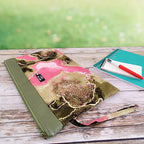 Pochette à main souple Femme - Wax kaki, rose et doré - Hop Ho Pop's