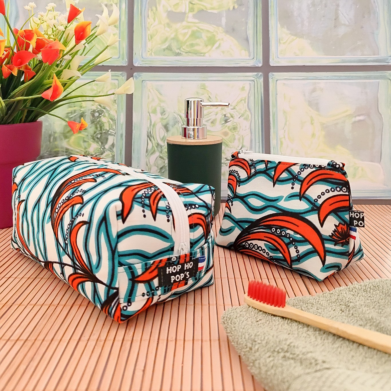 PACK Trousse de toilette + Trousse à maquillage - Tissu Wax