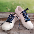 Lacets de chaussures en tissu Wax bleu gris et noir