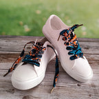 Lacets de chaussures en tissu Wax vert et orange