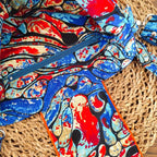 Mini Sac bleu & orange à bandoulières - Suédine et tissu Wax