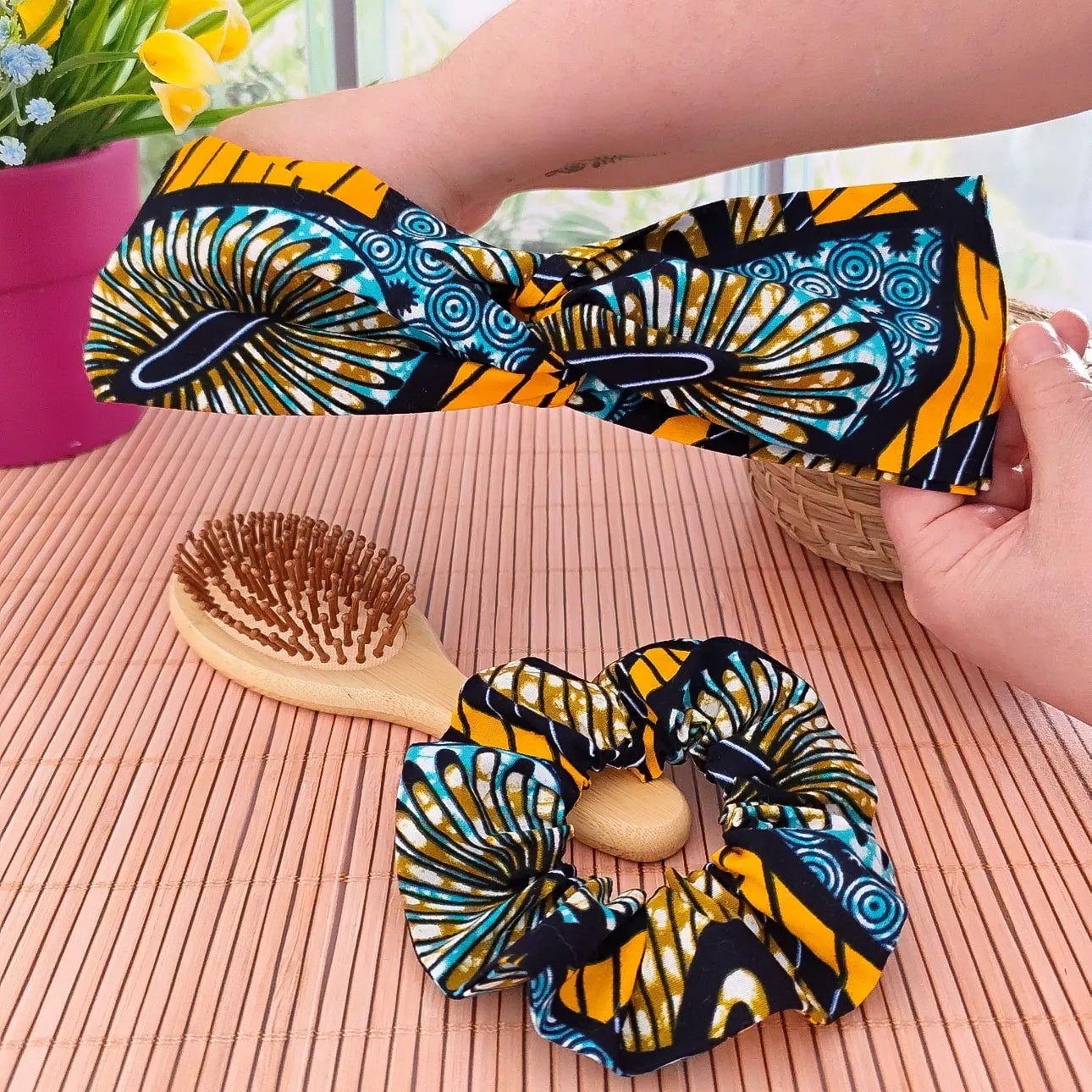 PACK Headband/Bandeau cheveux + Chouchou - Tissu Wax