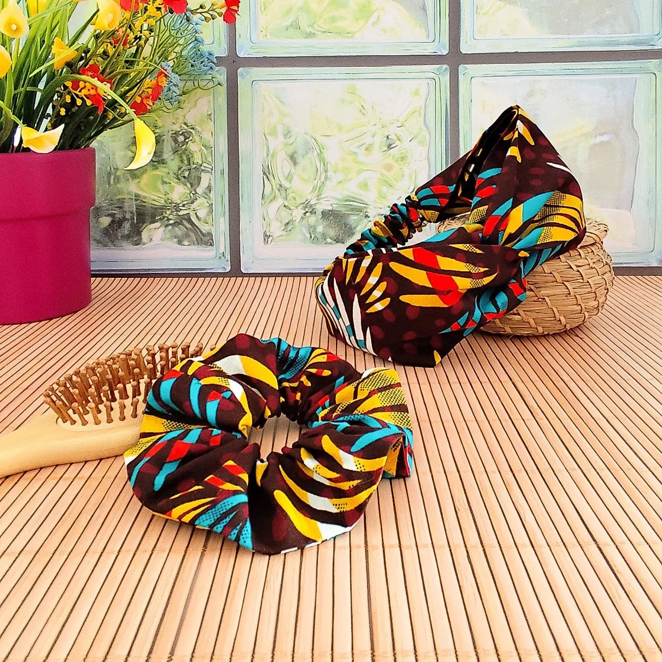 PACK Headband/Bandeau cheveux + Chouchou - Tissu Wax