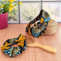 Ensemble bandeau cheveux + chouchou en tissu Wax jaune - Fait main en France