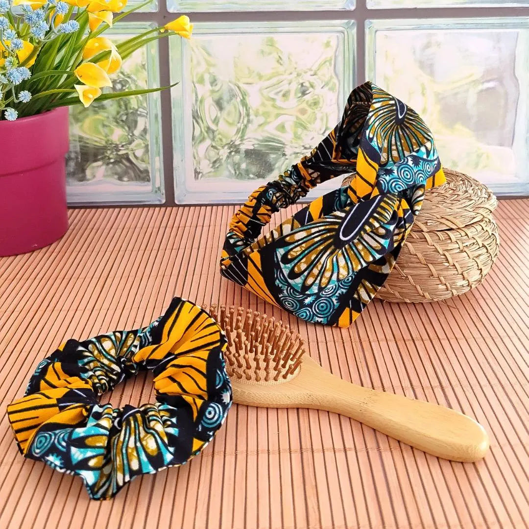 PACK Headband/Bandeau cheveux + Chouchou - Tissu Wax