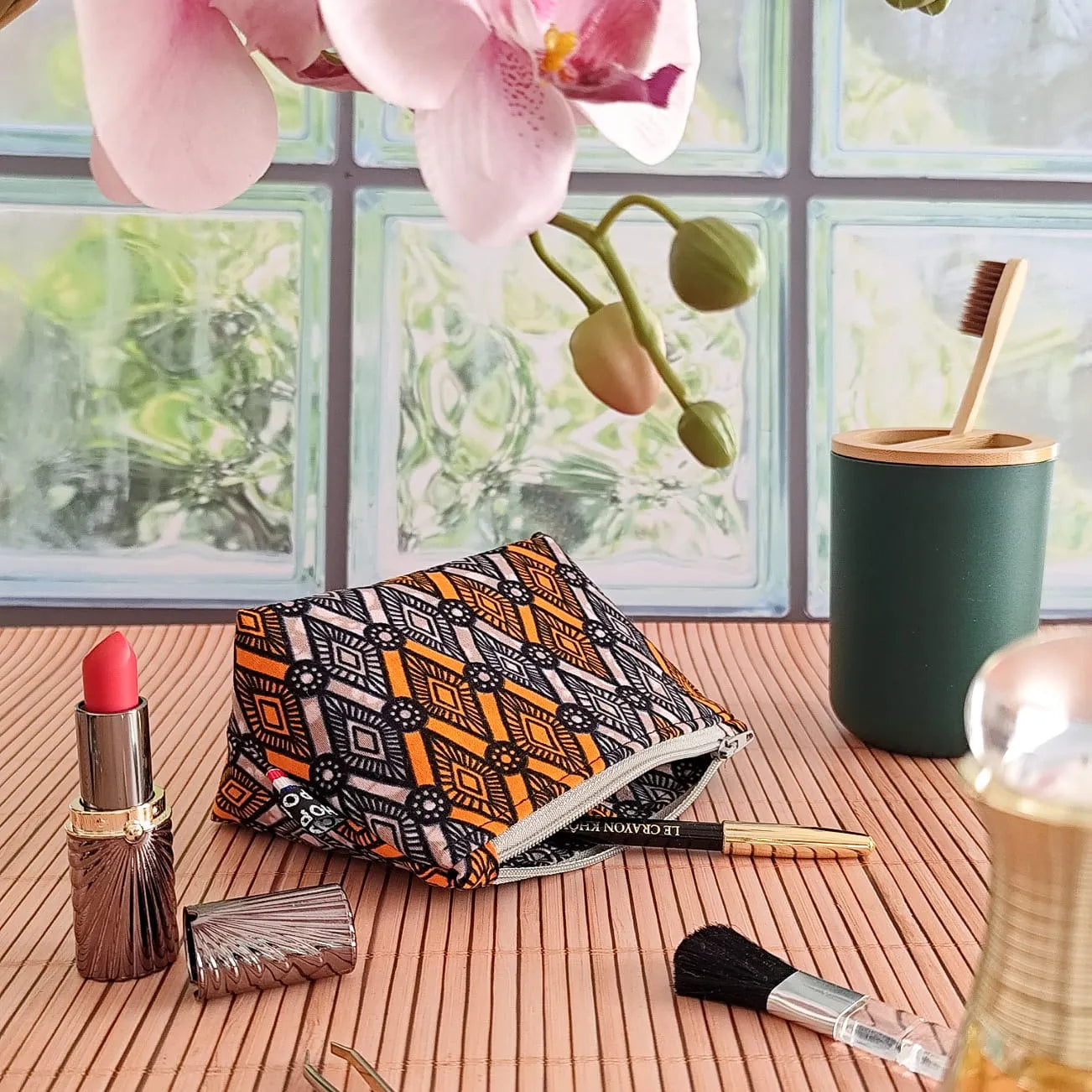 Petite trousse à Maquillage en tissu Wax