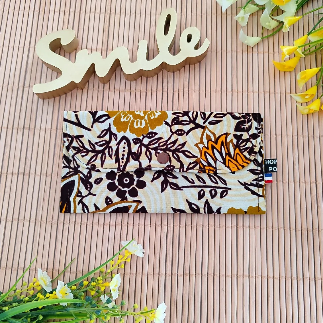 Pochette de rangement "3-en-1" - Tissu Wax motif beige