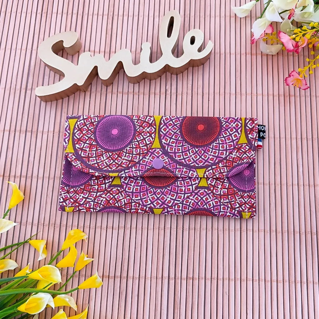 Pochette de rangement "3-en-1" - Tissu inspiration Wax rose