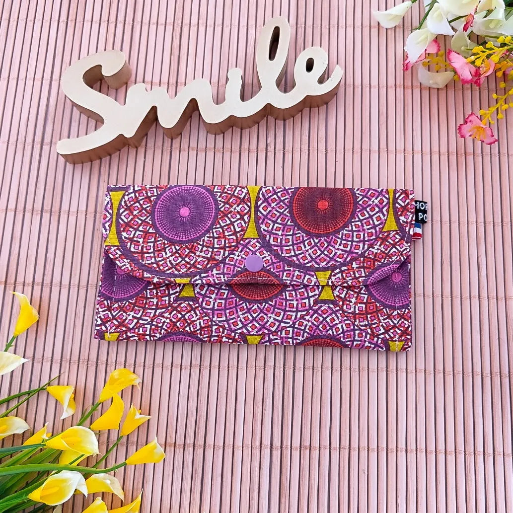 Pochette de rangement "3-en-1" - Tissu inspiration Wax rose