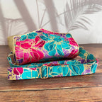 Sac à main doré et tissu Wax rose bleu - Hop Ho Pop's