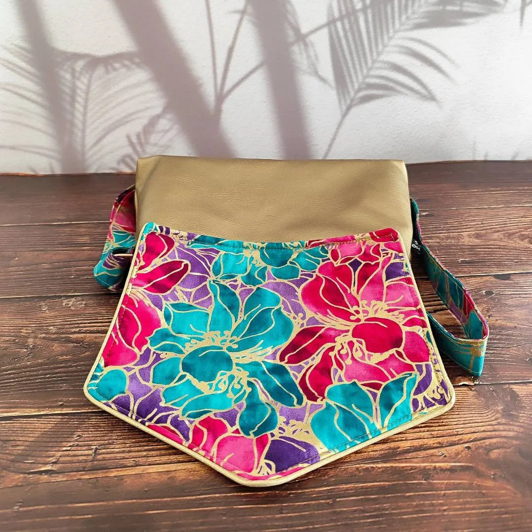 Sac à main doré et tissu Wax rose bleu - Hop Ho Pop's