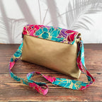 Sac à main doré et tissu Wax rose bleu - Hop Ho Pop's