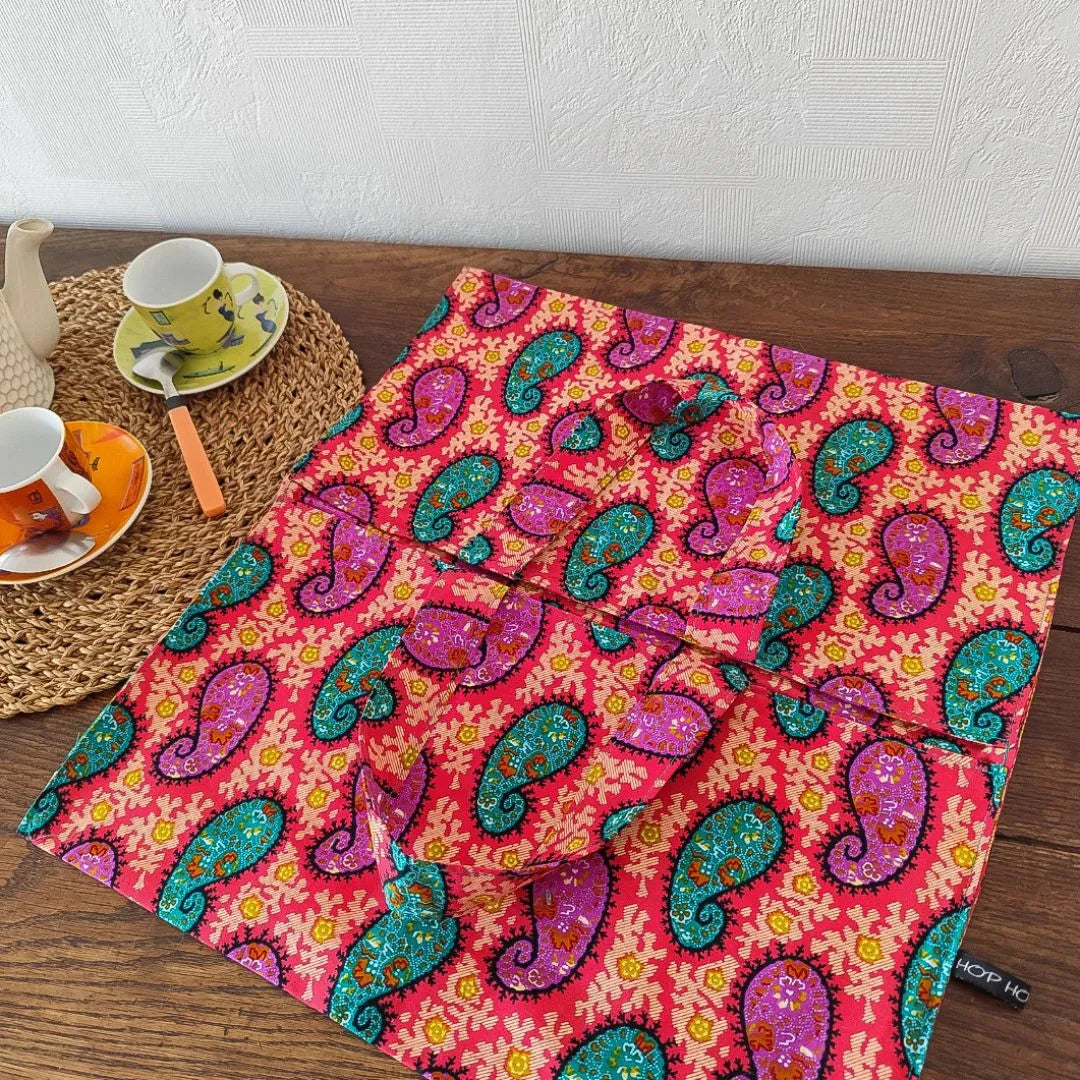 Sac à tarte en tissu Wax rose - Motif Cachemire - Hop Ho Pop's