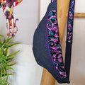 Grand sac banane en denim bleu foncé et tissu Wax violet