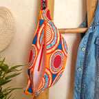 Sac Banane XL en tissu Wax orange, bleu et rose - Fait main