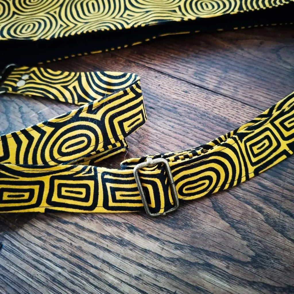 Sac bandouliere jaune - Velours côtelé et tissu Wax