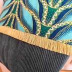 Sac cabas vert - Velours côtelé et tissu Wax pailleté