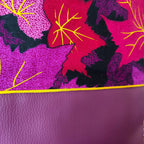 Sac cabas violet - Simili cuir et tissu Wax