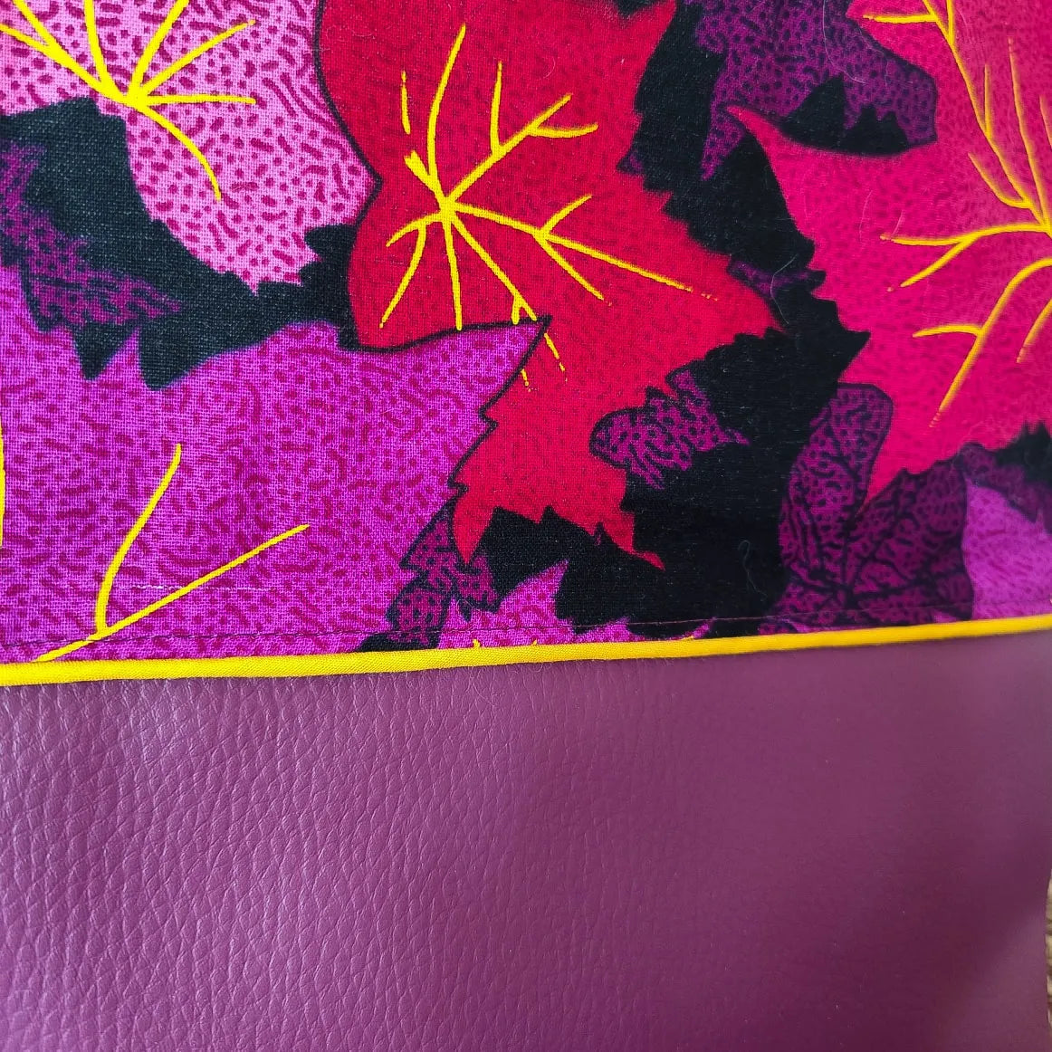 Sac cabas violet - Simili cuir et tissu Wax