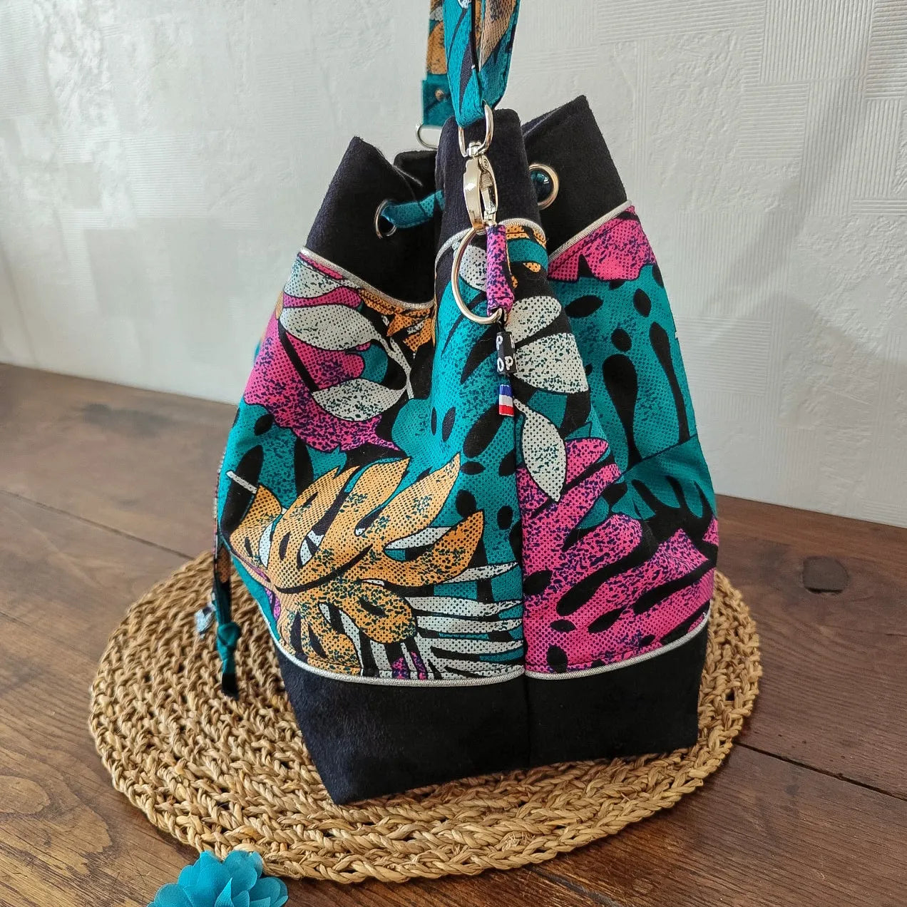Sac Seau tissu Wax Femme- Motif Tropical