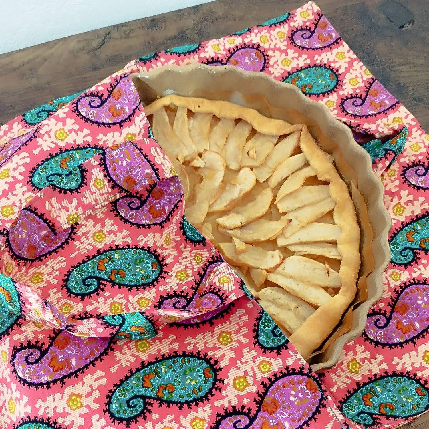 Sac à tarte en tissu Wax rose - Motif Cachemire - Hop Ho Pop's