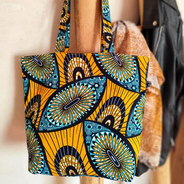Tote Bag En Wax Africain 100% Coton - Fait Main En France, Dimensions 42x40 Cm - Chic Et Tendance