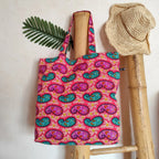 Tote bag en tissu Wax rose - Motif Cachemire
