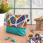 Trousse en simili cuir et tissu Wax