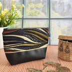 Trousse en simili cuir et tissu Wax
