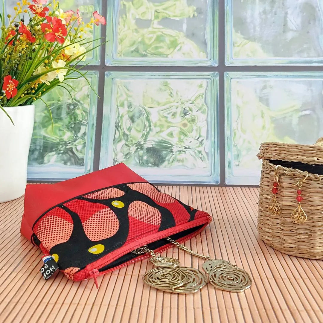 Trousse en simili cuir et tissu Wax