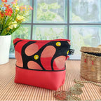 Trousse en simili cuir et tissu Wax