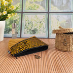 Trousse bi matière Jaune - Velours côtelé et tissu Wax