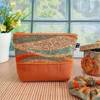 Trousse en velours et tissu Wax
