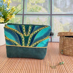 Trousse en velours et tissu Wax